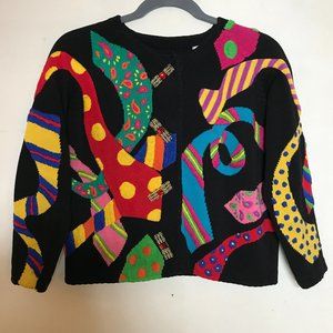 Michael Simon Vintage Mod Art To Wear Embroidery Faux Gem Stones Cardigan Sz 1X